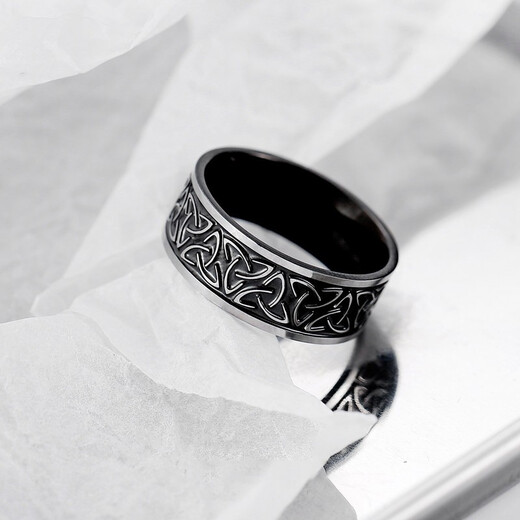 MOLC men's ring is trendy, cool, simple and advanced, boys' personalized titanium steel retro single index finger ring, a birthday gift for a friend R0399 trendy and cool ring-US size 9