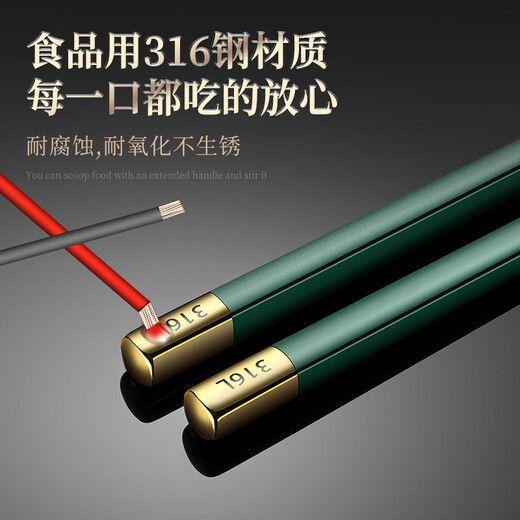 Labton 316L Stainless Steel Chopstick Set Boxed Single Person Portable Chopsticks Special Chopsticks Male Chopsticks Couple Chopsticks Non-Slip and Mold-free Black Box + Gold and Black Chopsticks 316L Stainless Steel