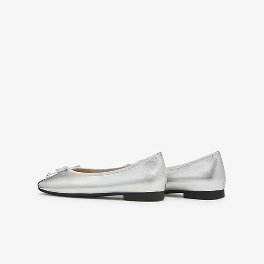 Meilleur 24 Automne Fashion Bow Square Head Light Mouth Chaussures célibataires pour femmes A4502CQ4 Silver 36