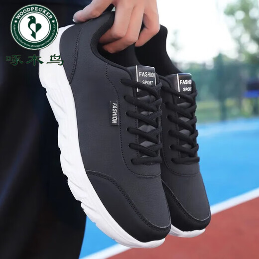 
Woodpecker Sneakers Men's 2024 Autumn and Winter New Casual Lightweight Trendy and Versatile Leather Waterproof Student Running Shoes 14088 Gray 38