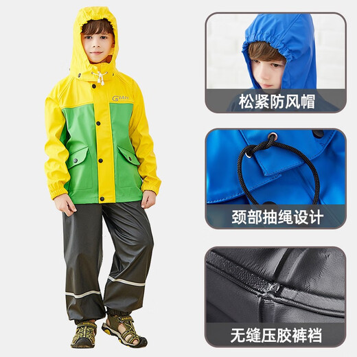 XMSJ Children's Raincoat Men's and Women's Kindergarten Baby Waterproof Overalls Primary School Raincoat Children's Junior Middle School Gray and Rose Red S