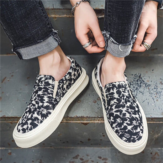 Dkcci viejos zapatos de tela Beijing zapatos de tela informal ligero y transpirable para hombres un pie pedaling zapatos casuales perezosos hombres negros 42