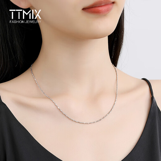 TTMIX high-end sense pt950 platinum necklace plain chain platinum clavicle chain women's neck jewelry ball column chain 8.5-8.7g 60cm thick 1.5mm