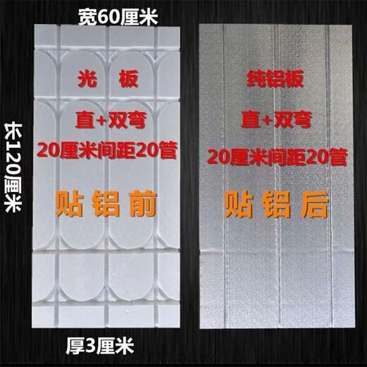 Floor heating module, floor heating without backfilling, aluminum foil dry floor heating, high temperature resistant floor heating pad, home heating, full circle pure aluminum module, 20 tubes, 20 spacing, default