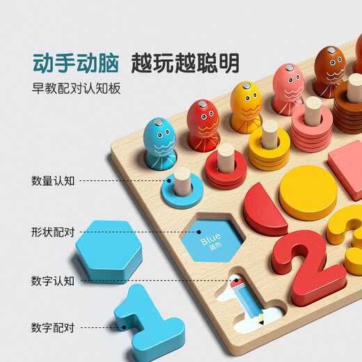 LINGUO UK BLOQUES DE ENTRAMIENTOS DIGITALES DE NIÑOS Juguetes Montessori Educación temprana Puzzle Preescolar Enseñanza Ayudas Color Emparejamiento cognitivo Cinco en uno Tablero de emparejamiento + Rompecabezas de frutas