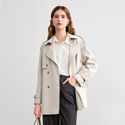 Betu women's autumn new style windbreaker loose and versatile slimming temperament windbreaker jacket for women 2408T63 apricot S