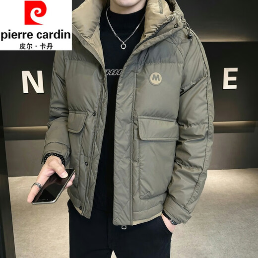 皮尔卡丹短款羽绒服男士冬季连帽防寒服加厚加绒保暖白鸭绒休闲外套男装 Y6630黑色 XL