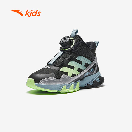 ANTA children's cotton shoes for men and women 2024 winter velvet warm cotton boots 312449974 boys black/silver 9974-3 29