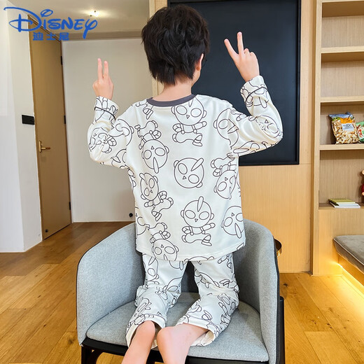 迪士尼（Disney）儿童睡衣男春秋2025新款季纯棉长袖薄款圆领儿童小孩中大童家居服 3878 110