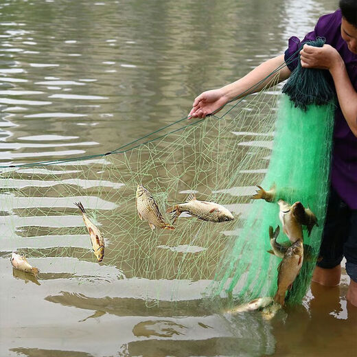Luo Zangdou fishing net cast net hand-thrown net fishing net wire mesh three-layer sunken net single-layer floating net hanging sub-fish net fishing net white striped crucian carp three-layer 3-finger 1.2 meters high 21 meters long sunken net