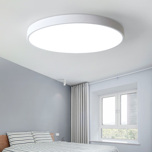 心语馨超薄卧室灯超亮客厅led吸顶灯现代简约房间阳台圆形大气语音灯具 白色圆形60CM/48瓦（卧室/餐厅） 三色调光