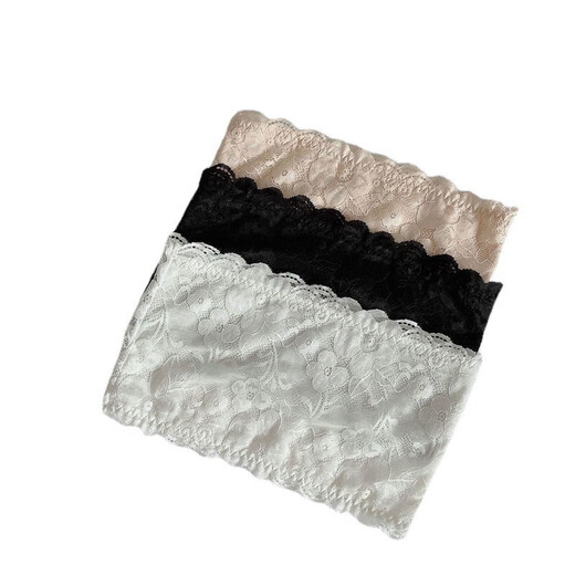 PureUP lace tube top bra for women, strapless bottoming, anti-exposure, white inner vest, gathered chest style, black M (80-110Jin Jin is equal to 0.5kg)