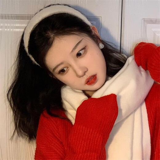 Haiyiduo autumn and winter plush wide-brimmed headband, retro-style women's face wash artifact, nostalgic hair accessories, new Japanese and Korean versatile outing headwear, white fur + milk tea color fur headband