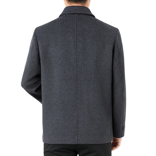 Pierre Cardin Cashmere Coat Men's New Middle-aged and Elderly Dad Solid Color Wool Wool Coat Men's Wool Coat Men (2021 Style) Blue Black (Exposed Button) Short L (175) Suitable for Weight 125-140Jin Jin is equal to 0.5 kg