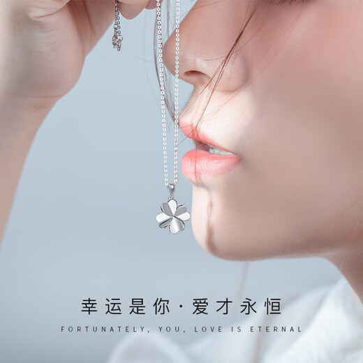 LAOLATU 999 platinum necklace for women PT950 platinum four-leaf clover 2025 new Chinese Valentine's Day gift for wife 999 platinum necklace + pt950 four-leaf clover pendant