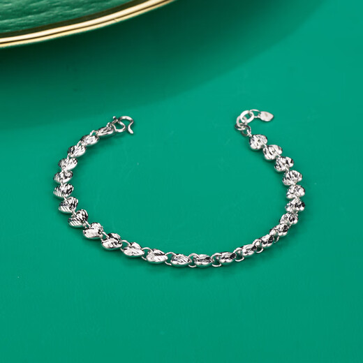 Yuanshengfu's new boutique PT950 fashionable heart-shaped platinum bracelet, platinum hand jewelry for women, adjustable, 7.67 grams, length 16.5-18.5CM adjustable