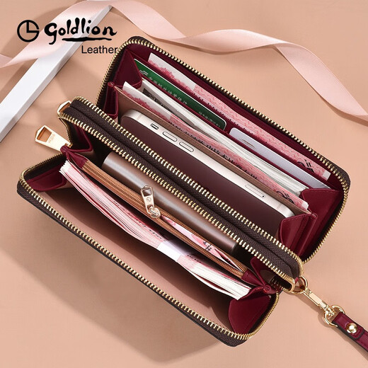 Jinlilai Damenhandtasche 2025 Neuer Modetrend gedruckt Double Reißverschluss Kupplungsbeutel Multifunktional High-End-Mobiltelefon mit großer Kapazität [Brown Double Reißverschluss] Offizielle echte gefälschte und zehn Bußgelder