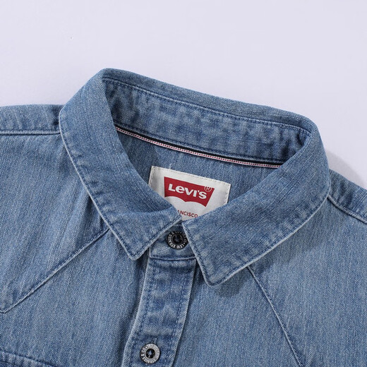 Levi s Levi's children's denim shirt spring and autumn pure cotton comfortable children's long-sleeved shirt retro stone blue 110/52 recommended height 98-104cm