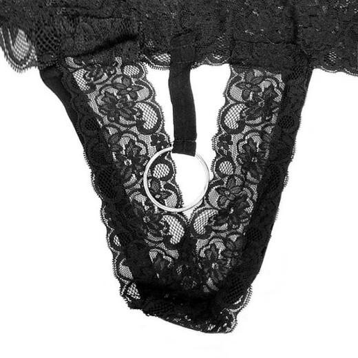 Men's sexy underwear large size sexy see-through lace hollow thong youth sexy underwear without revealing butt hair L