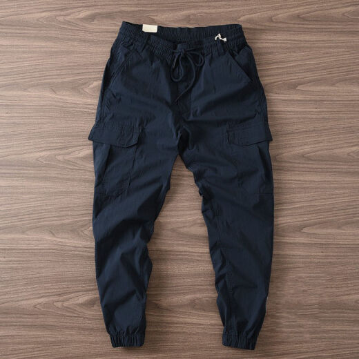 Commander Xiong Frühlings- und Herbstarbeitshose Männer leichte Outdoor Trendy Outdoor modische Hose Elastische Gürtel Trendy Hosen Männer schwarz #15696 Taschen können 3xl 145-160jin [Jin gleich 0,5 kg] abgeschnitten werden]
