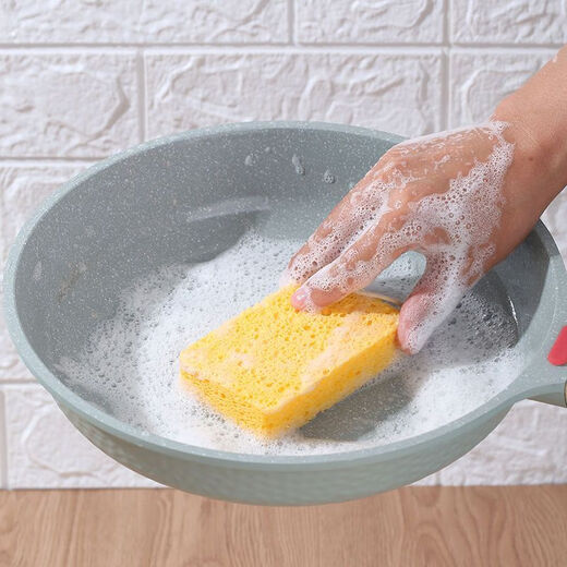 Wood pulp cotton scouring pad dishwashing sponge block water-absorbing magic wipe cleaning powerful decontamination kitchen dishwashing pot sponge wipe 5 pieces