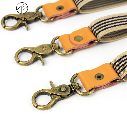 T/Twenties Fashion Hook Strap Strap Men's Start Casual Retro en forma de Y de tres clips Clip macho/hembra Pantalones adultos Cinturón de suspensión [Correa de gancho-Caki] E124