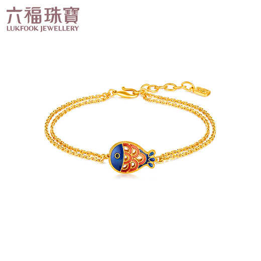 六福珠宝 福满传家系列足金小鱼双层鎏彩工艺黄金手链 计价 F63TBGB0048 6.29克(含工费679元)