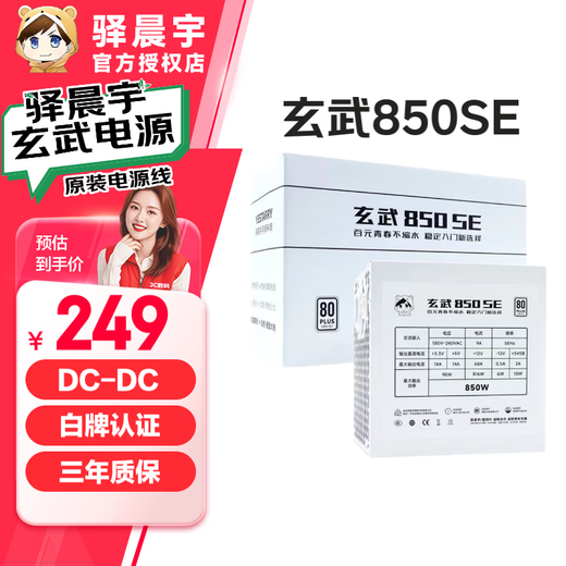 驿晨宇玄武850SE玄武850kill玄武850W电脑电源 峰值1200W/日系主电容/DC-DC超核负载 台式机主机电源850W 玄武850SE白色（850W铜牌） 电源标配配件周全【附电源安装包】