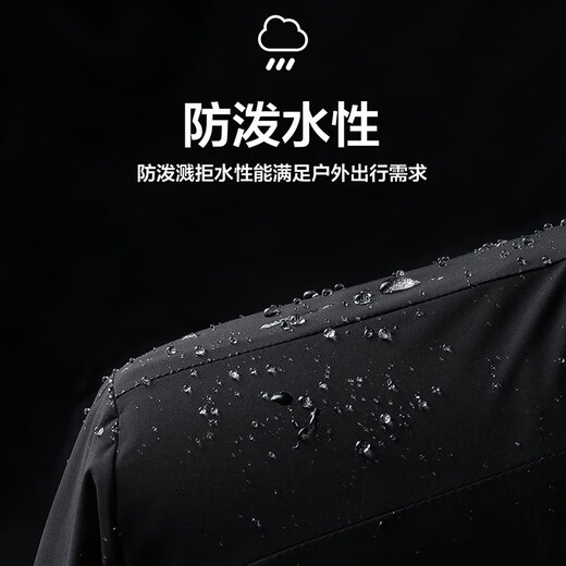 Shanshan (FIRS) velvet windproof outdoor stand collar jacket for men 2025 autumn new black simple anti-wrinkle jacket 123 black L (175)