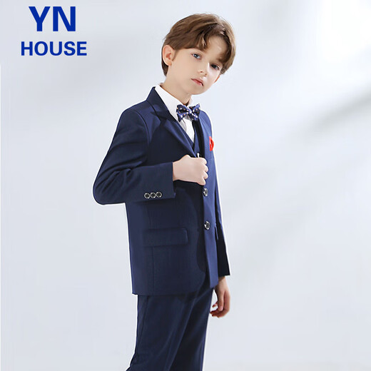 Yinuofang children's suit suit boy's dress Children's Day performance suit navy blue host suit