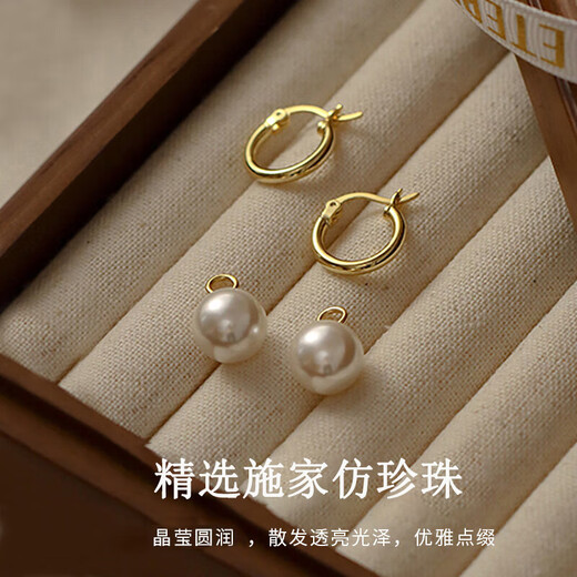 Zhou Baifu Pure Silver Shijia Pearl Earrings for Women 2025 New Light Luxury Earrings Pendant High-end Birthday Gift for Girlfriend