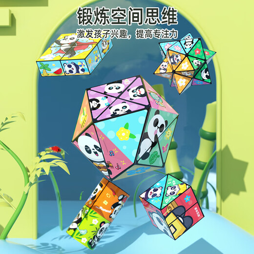 Dafeng Cat Rubik's Cube Variety Infinite Rubik's Cube Flip Geométrique Géométrique en trois dimensions Bloc de construction déformé Panda Panda's Panda's Rubik's Cube 1 Pack Color Box Model [Random 1 Random No Unlimited Rubik's Cube