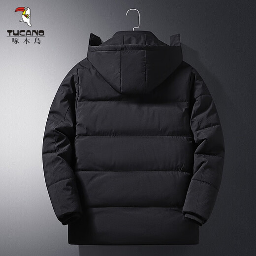 Woodpecker (TUCANO) middle-aged and elderly men's cotton-padded jackets, men's winter coats with velvet and thickening, autumn and winter grandpa's down-padded jackets, elderly cotton-padded jackets 888 sleeves with velvet - black M Recommended weight 85 - Jin Jin equals 0.5 kg