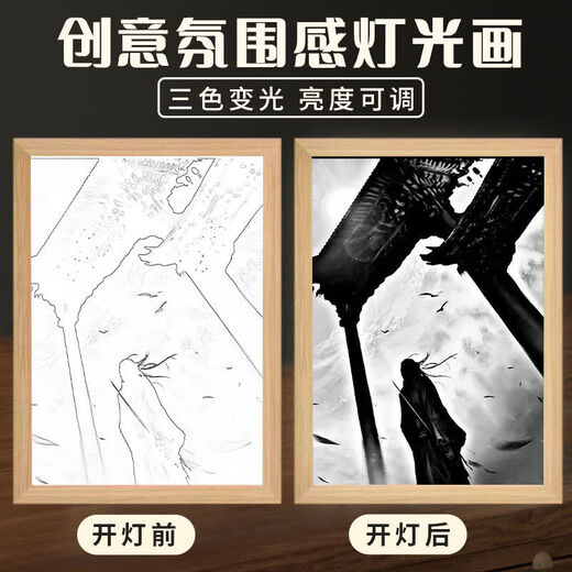 灿驰蛊真人灯光画 周边动漫线条小夜灯创意摆件送生日礼物可定制 Y1278 8寸(三色变光)充电款