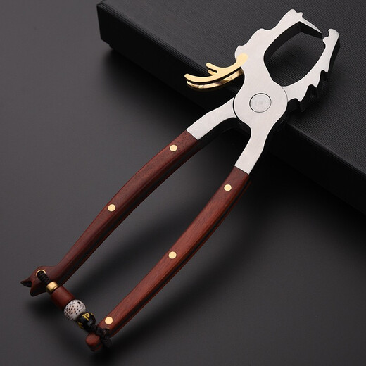 Congjian 304 stainless steel tea tongs Pu'er tea knife tea brick tea cone dismantling tea kung fu tea set accessories tea opener tea cake tool red rosewood faucet tea tongs (opening and closing elastic version)