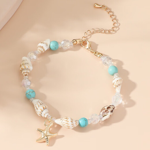 
Pangdonglai Quality Shell Bracelet Starfish Conch Turquoise Adjustable Bohemian Ethnic Necklace Seaside SL-1349