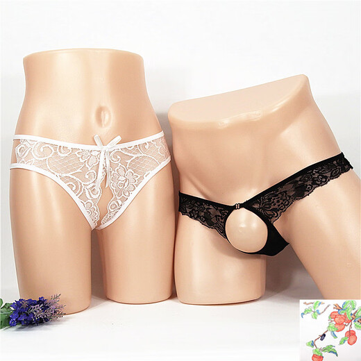 Couple's sexy underwear for women, crotchless thong, tempting, see-through, sexy, large size, hollow men's T, purple + red, one size fits all (waist circumference 2 feet - 2.6 feet)