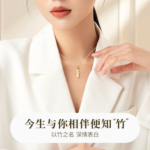 Zhen Shang Silver Chinese Gold Bamboo Silver Necklace Girls 2025 New Light Luxury Niche Birthday Gift Practical for Girlfriend and Wife