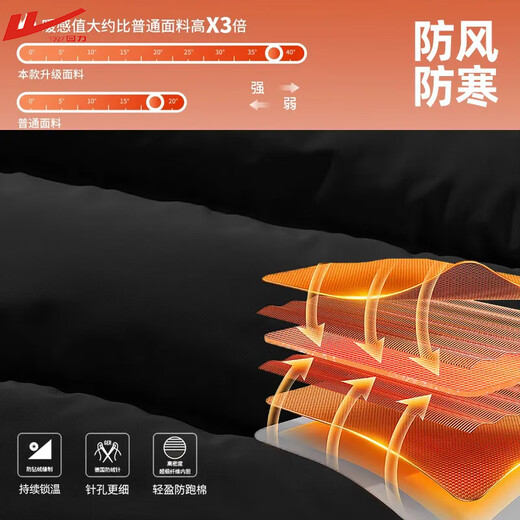 回力男女同款保暖面包服秋冬纯色防风防寒棉袄时尚百搭厚款棉衣 LM-826-黑色 M 建议90-120斤