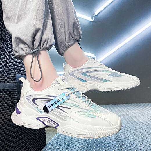 
MVPBOY autumn and summer teenagers sports shoes for men breathable students running shoes versatile dad shoes for men trendy cool casual shoes for men Speed step X9920 white purple 42 (260mm)