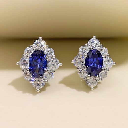 Guanpu Pavilion Fat Donglai's same style tanzanite earrings 3 carat tanzanite sapphire ring for women small and exquisite tanzanite blue earrings