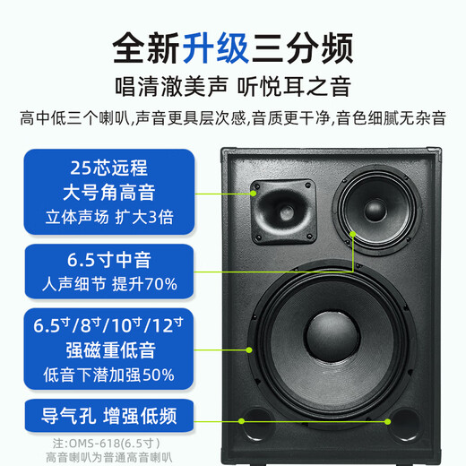 European and American outdoor audio karaoke dedicated three-way high-power professional singing live broadcast square dance performance high-quality large volume mobile pull rod Bluetooth portable speaker equipment 12 inches 263 pull rod 450W 1 wireless microphone 1 lavalier microphone + spree