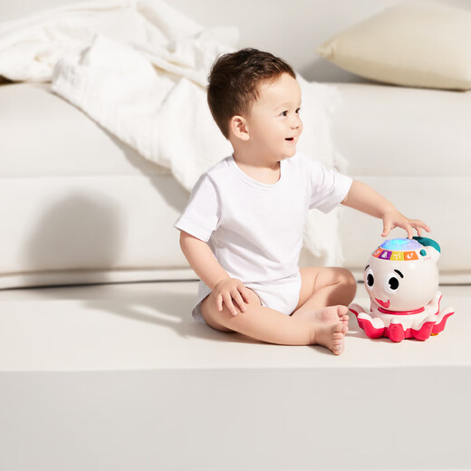 babycare学爬音乐小章鱼儿童网红八爪鱼小动物玩具男女孩宝宝玩偶-米粉色
