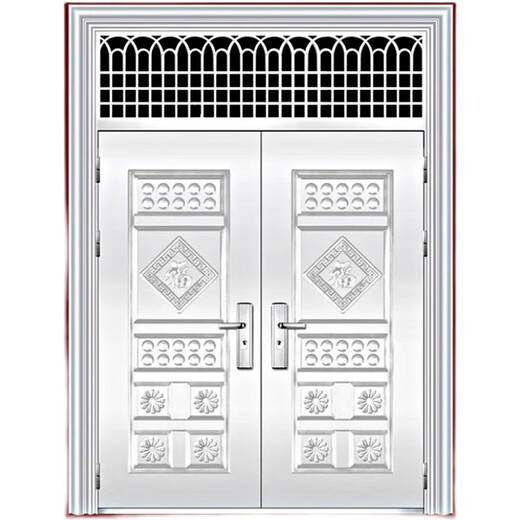 Двухдверная противоугонная дверь Qilicai из нержавеющей стали, наружная 304, солнцезащитная и нержавеющая дверь, двойная дверь, бытовая входная дверь в сельской местности, двухдверная дверь с шестиугольной сеткой, 1180*2050, аутсорсинг a