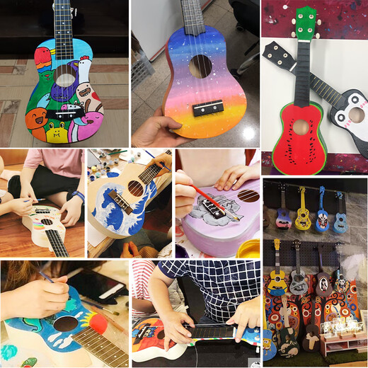 Fermin assemblé ukulélé bricolage Small guitare fait maison fait maison emballage de matériaux peints peint à la main Graffiti Bois grande quantité Consulter le service client 21 pouces