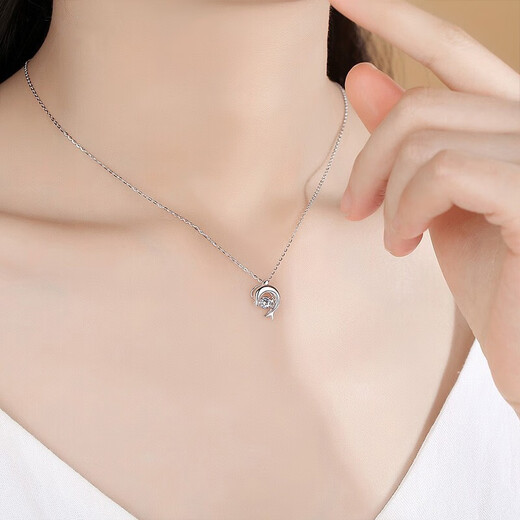 Farcoko brand dolphin necklace women's silver beating heart clavicle chain fashion jewelry Valentine's Day birthday gift for girlfriend Elf Dolphin exquisite high-end gift box