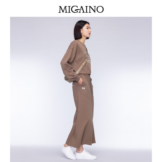 MIGAINO Women's 2025 Autumn New Urban Light Outdoor Sweatshirt Half Skirt Casual Sports Suit MO32MC001 Coconut Shell Color 160/84A/M