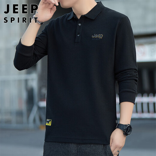 JEEP SPIRIT Jeep sweatshirt men's spring Korean style business bottoming shirt men's casual long-sleeved T-shirt men's black XL