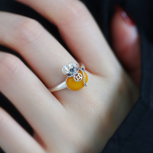BOIGO925 Silver Beeswax Ring Women's Fashion Simple Women's Purse Open Ring New Chinese Style National Style Ring