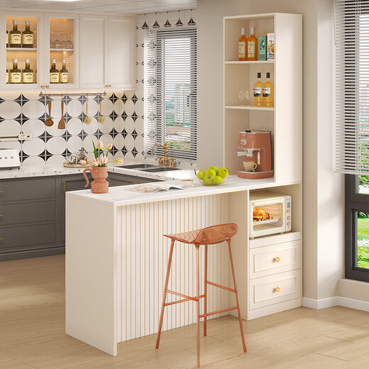 Qiangxiang Cream Style Slate Sideboard Dining Table Integrated Bar Kitchen Storage Island Table Partition Cabinet Small Apartment G259 Style 1 (Stone Table Top) 2000*600*2300